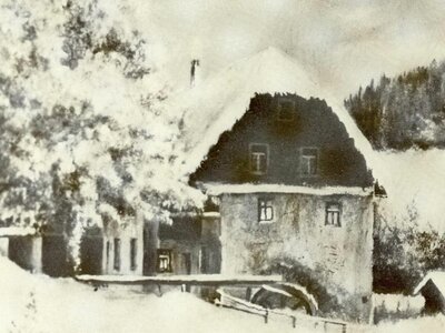 Die Tannenmühle in alten Zeiten im Winter